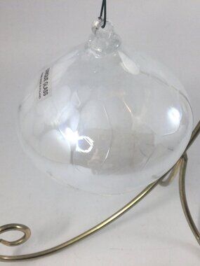 Unique Glass Friendship Ball Orb Sphere Hand Blown Poland White Marbled 3.5"W